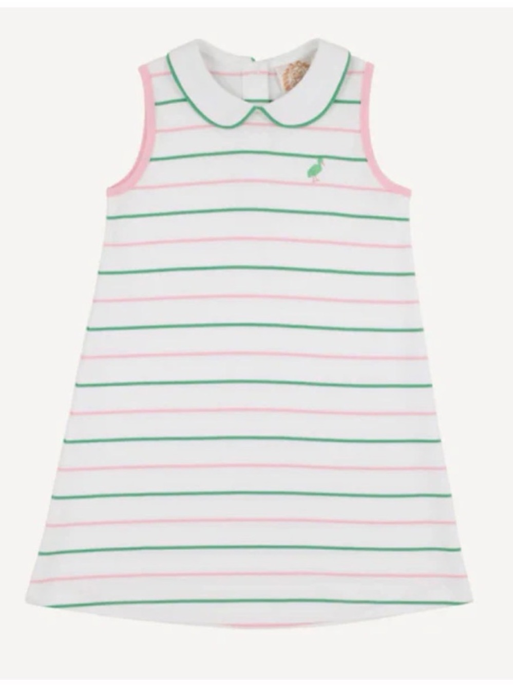 Maude’s Peter Pan Collar Dress in White with Pink & Green Stripes
